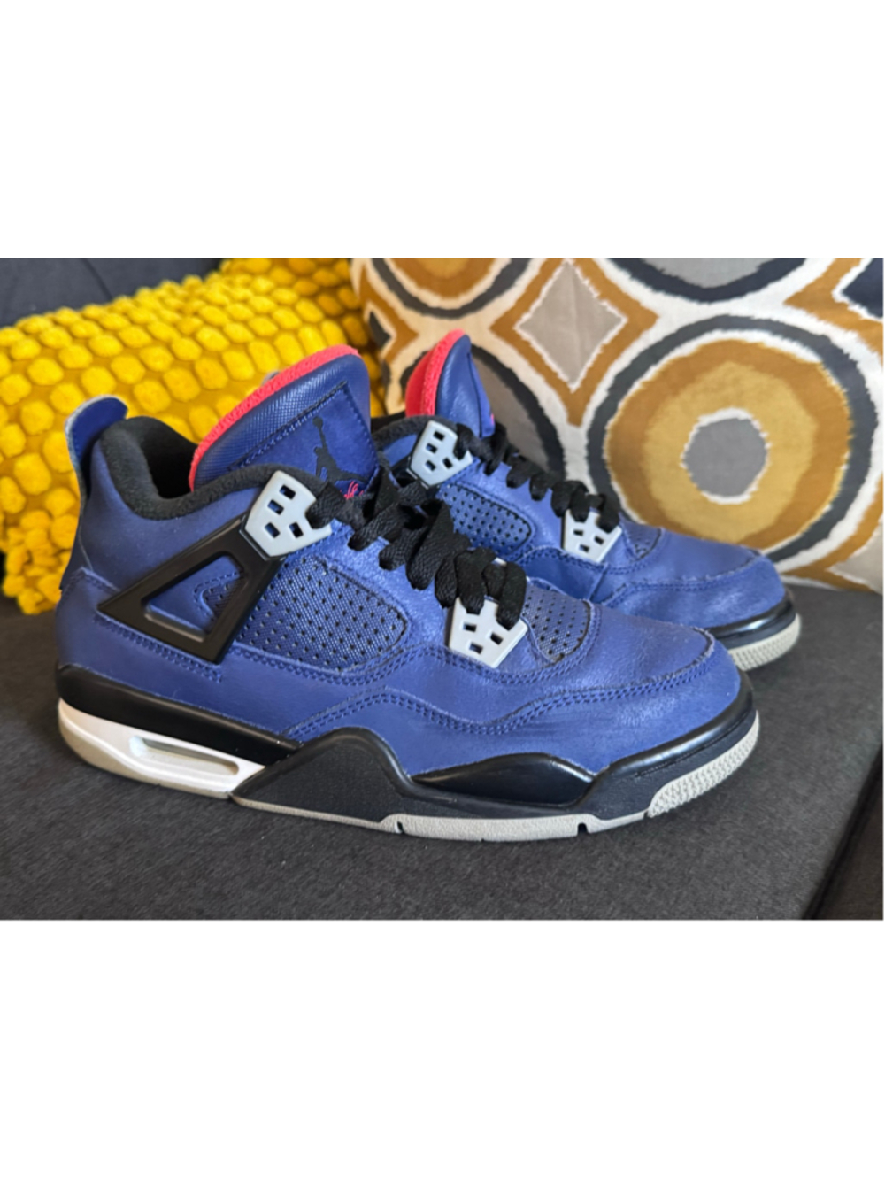 Boys Jordan 4 Sneakers Blue and Black Size 5.5Y